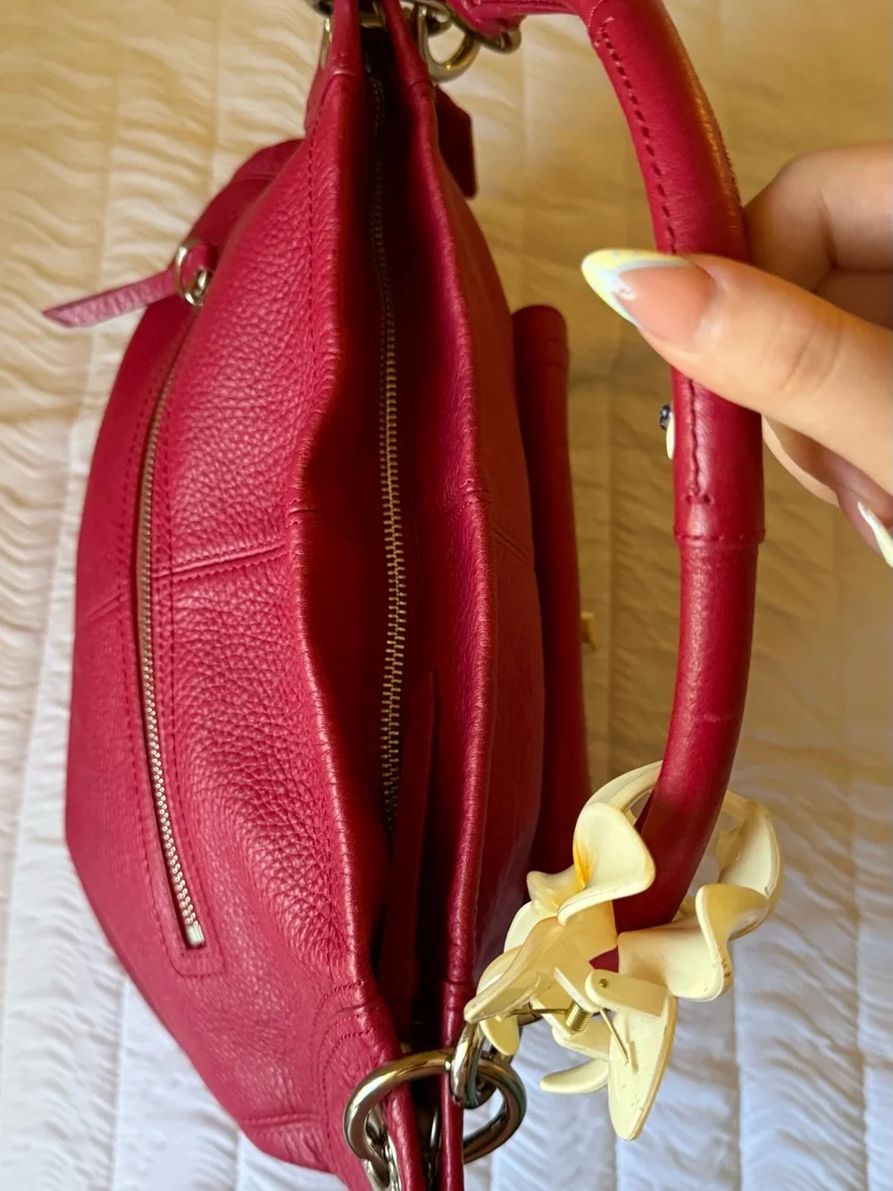 Coach Fuchsia Pebbled Leather Shoulder Bag